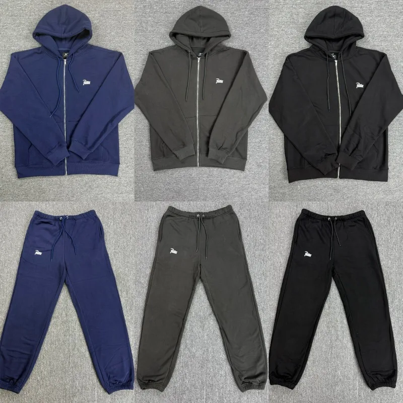 

Patta Classic Letter Printed Sporty Hoodie Set Plus Fleece Solid Color Hooded Sweatshirt Sweatpants Men Women Casual Simple