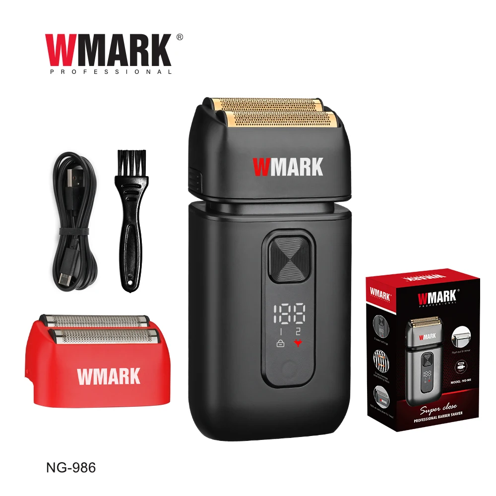 WMARK NG-986 Barber Shaver Shaper Electric Shaver Beard USB Electric Razor For Oil Head Shaving Machine Push White, 8100~8300RPM