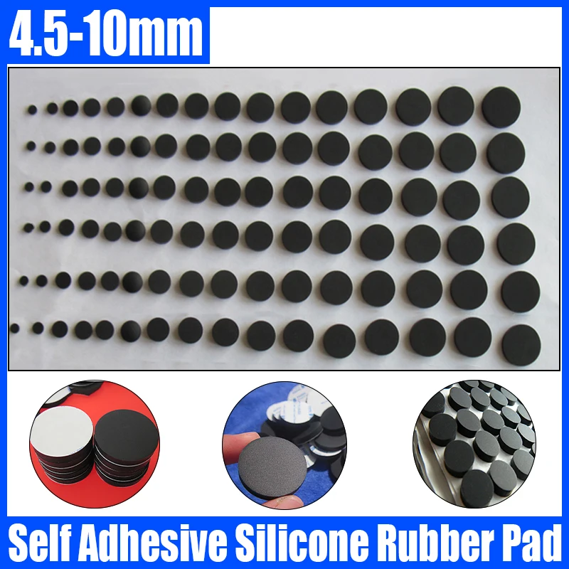 4.5mm-10mm Round Self Adhesive Backing Silicone Rubber Furniture Pad Foot Mat For Cabinet/Chair/Table Leg Cushion Spacer Gasket