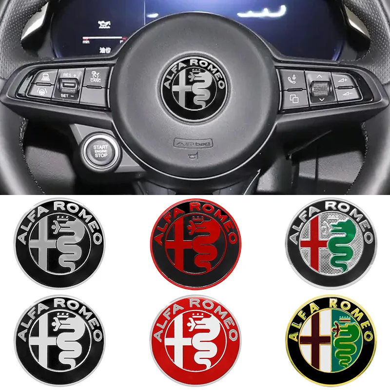 

40mm Car Steering Wheel Emblem Sticker Central console knob badge For Alfa Romeo Giulietta Mito Giulia Stelvio Brera 147 156 159