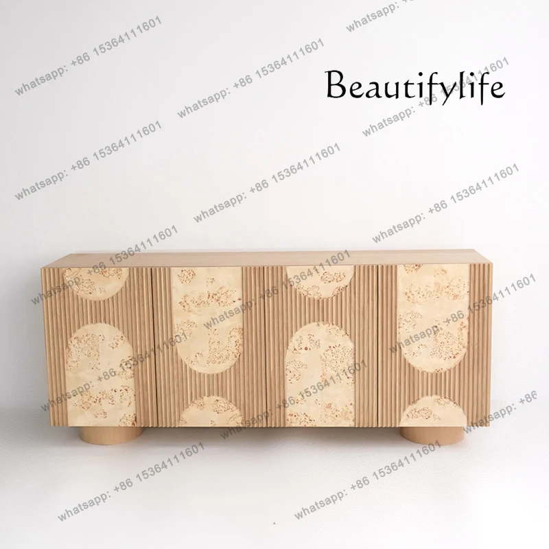 

Medieval entrance cabinet Home tree tumor veneer decorative cabinet Villa side cabinet Locker