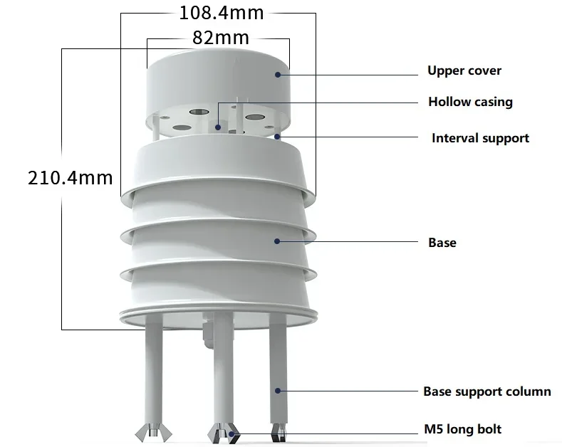 CE SDI12 กลางแจ้ง Lora Lorawan เข็มทิศอิเล็กทรอนิกส์ไร้สาย Ultrasonic Weather Station