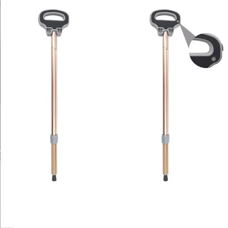 Modern Medical Adjustable Aluminum Underarm Crutch with Retractable 3-Leg Base, Free Standing Elbow Support Walking Stick for