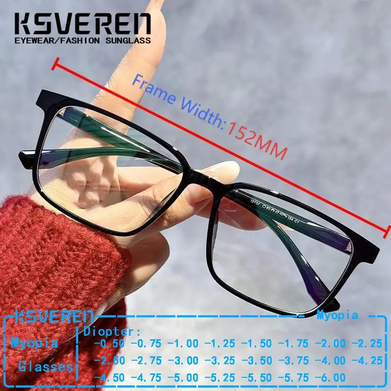 

Wide Oversized 152mm Myopia Glasses Men Women TR90 Finished Nearsighted Eyeglasses Big Faces Big Head Prescription Glasses