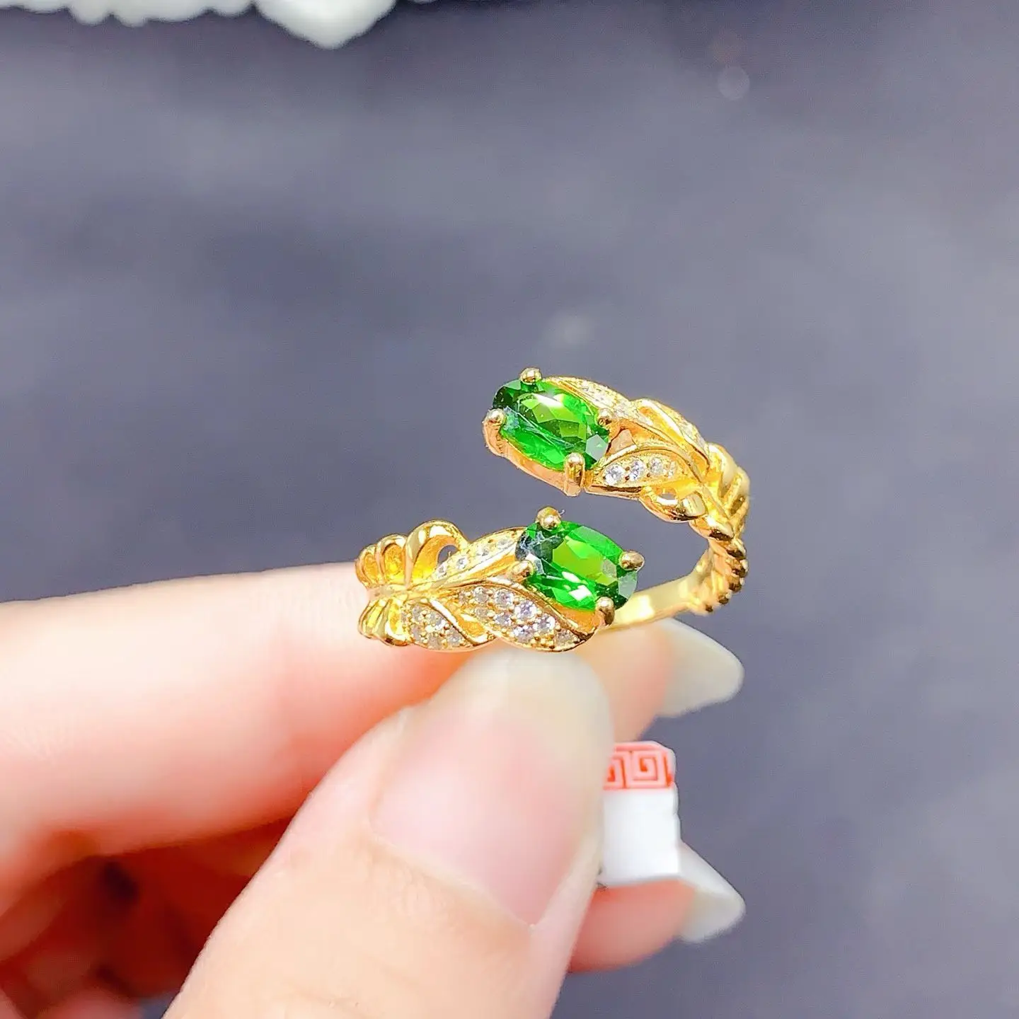 

Регулируемое кольцо из серебра 925 пробы с натуральным хромированным диопсидом, 4 мм * 6 мм, настоящие ювелирные изделия в виде русского диопсида, подарок для женщин