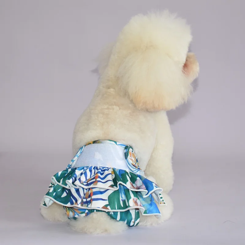 Animal de estimação do cão shorts fralda sanitária calças fisiológicas lavável feminino curto flor impressão calcinha menstruação cueca cuecas