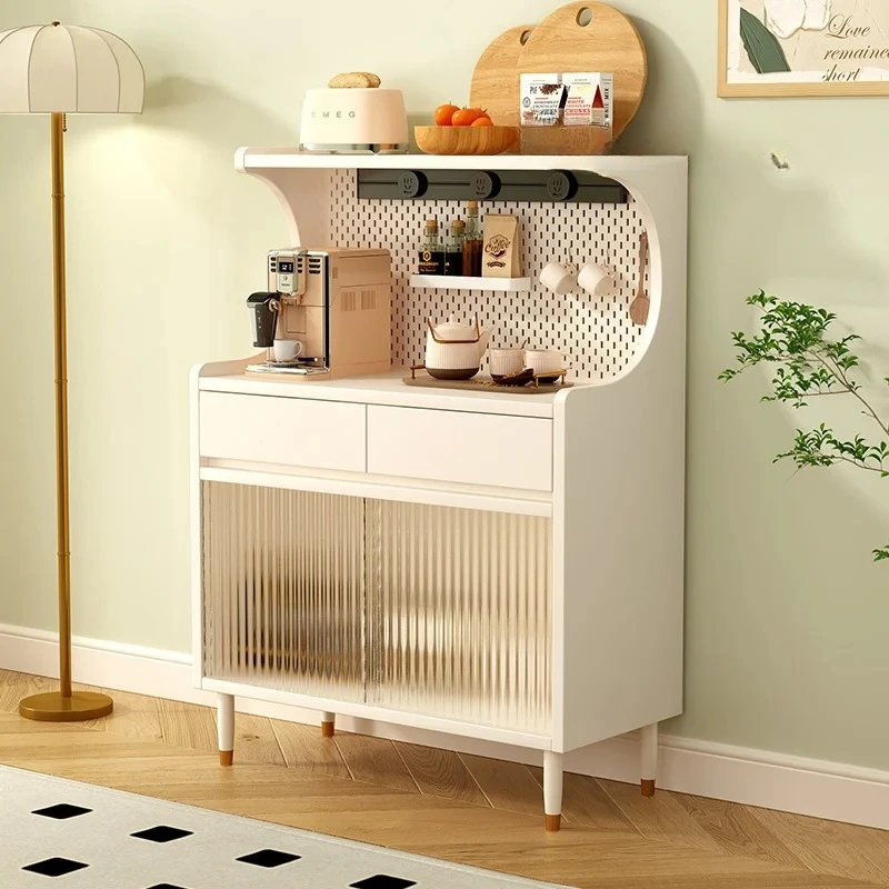 Cream wind solid wood dining side cabinet integrated against the wall modern simple wine cabinet antibacterial tea cabinet