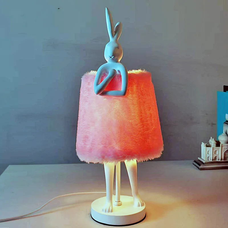 Nordic Resin Rabbit Feather Floor Lamps Romantic Children's Bedroom Art Desk Lights Atmosphere Creative Art Decoration For Girls