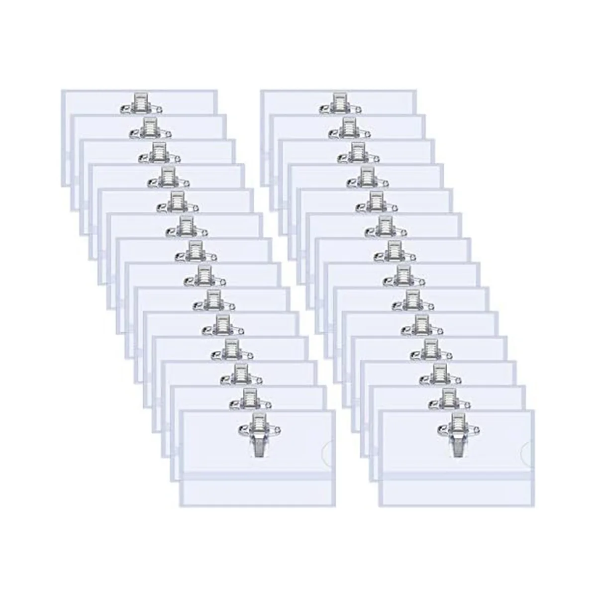 

100Pcs Pin Style Clip Horizontal Name Badge Holders with Inserts Fit Card 90x55mm