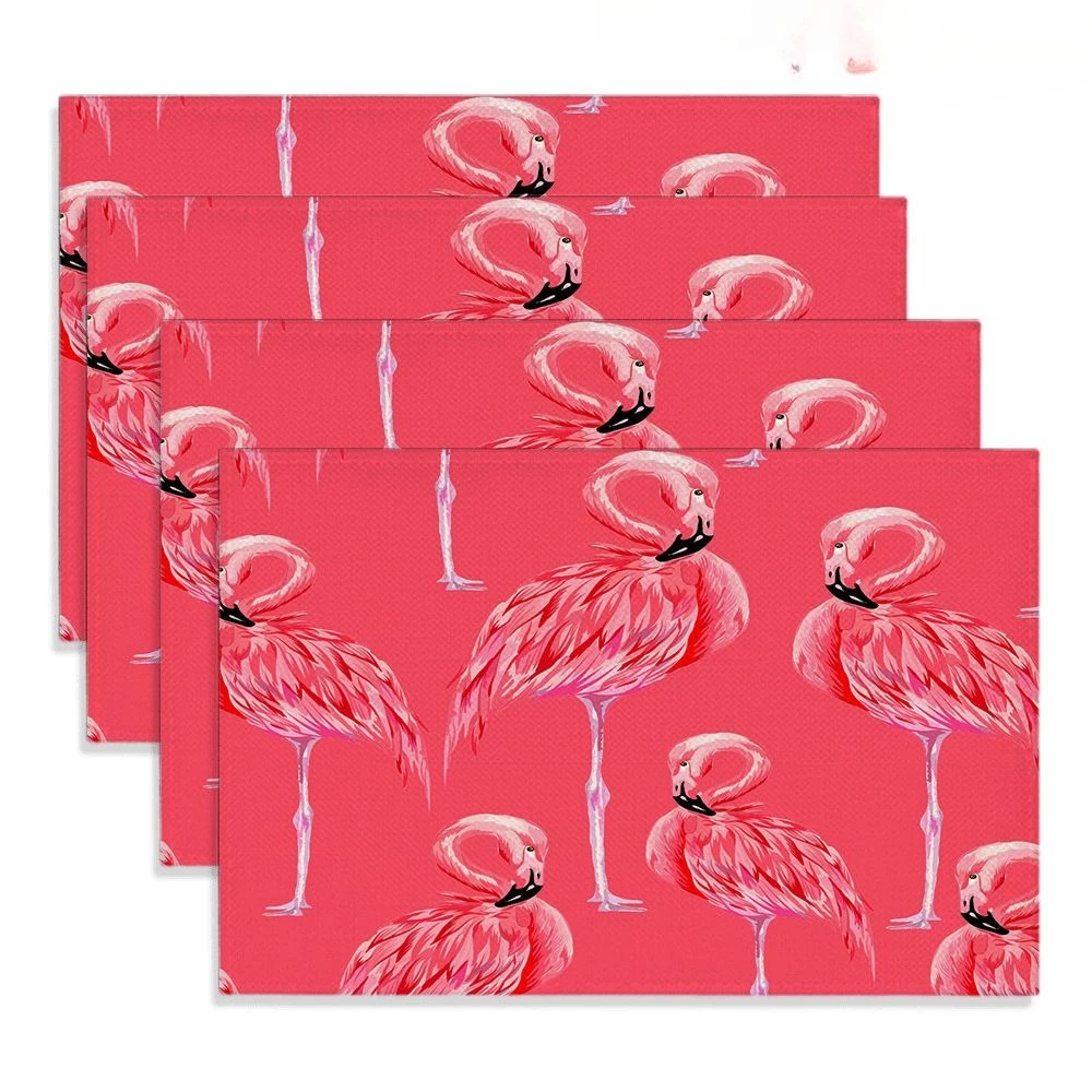 Chinese New Year Horse Paper‑Cut Style Print Rectangular Placemats Red Gold Lantern  Dining Table Decor Table Mats 4/6/8PCS