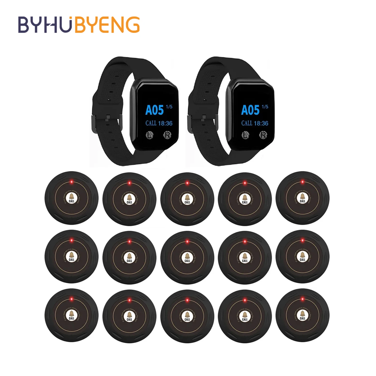 Wireless Waiter Calling System Waterproof Restaurant Watch Receiver + Call Button Pager Buzzer For Cafe Bar Clinic Plant image 3