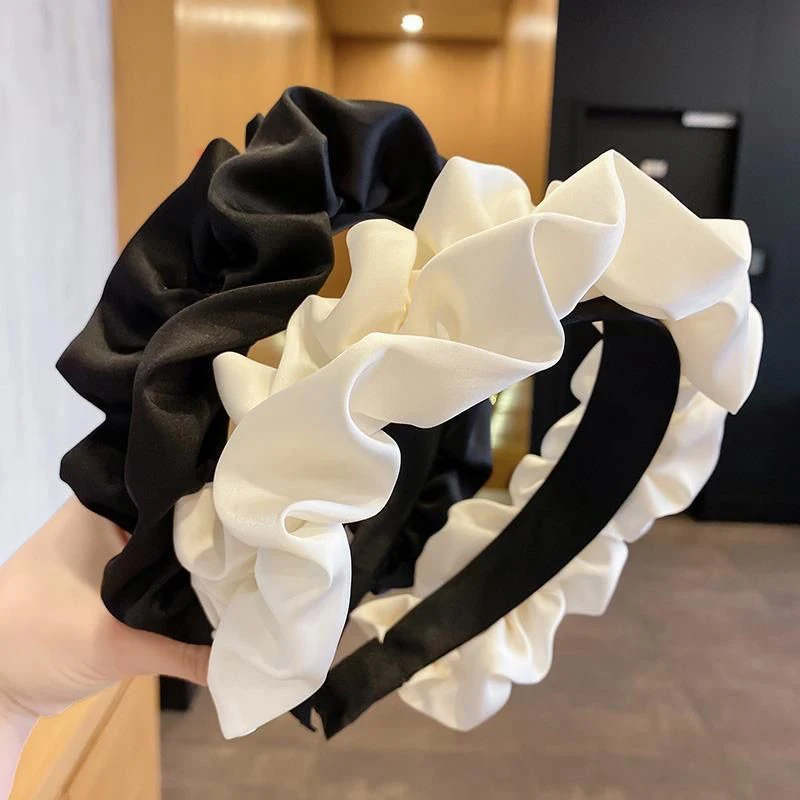 Fashion Wide Hair Bands For Women Headdress Solid Color Cloth Headband Girls Hairband Pleated Hair Hoop Female Hair Accessories