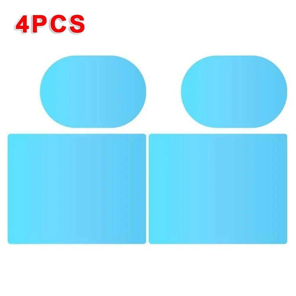 4pcs Window Film Car Rearview Mirror Side Casement Glass Anti-Fog Film Rain Protection Anti-glare Clear Soft Film Car Accessory