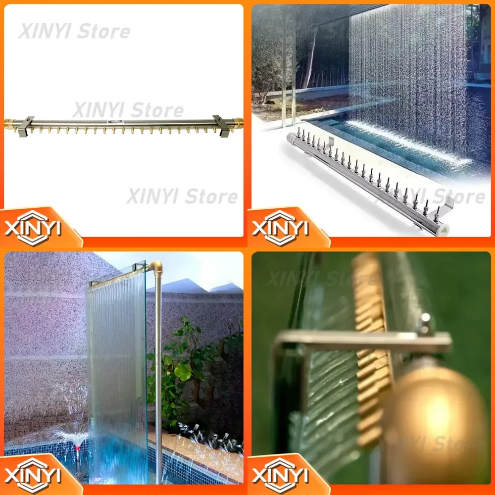 Pull Line Water Curtain Kit for Outdoor Water Feature Fountain Waterfall Outlet Flow Tank Decorative Garden Pond Accessories