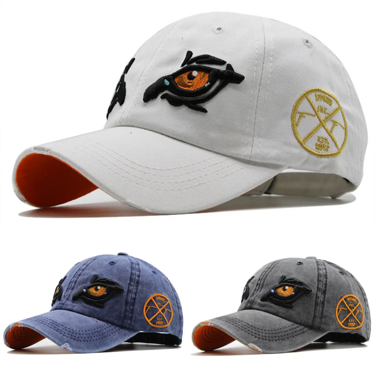Gorras de béisbol de algodón lavada para hombre y mujer, gorra Snapback con bordado de ojo de águila, sombrero Vintage para papá, gorra para deportes al aire libre, 1 ud.