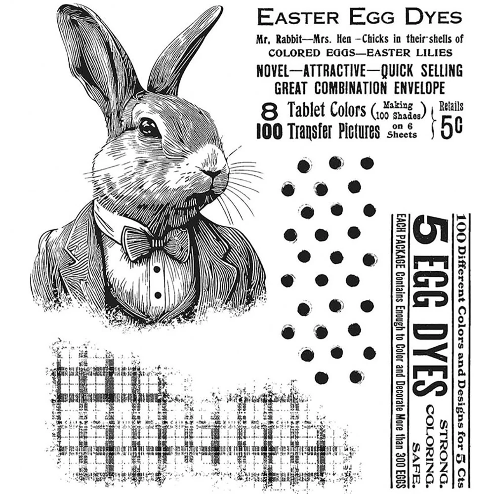 

Mr. Rabbit with Bow-knot Cutting Dies & Coordinating Clear Stamps Grid Doodle for DIY Scrapbooking Easter Day Paper Card Craft