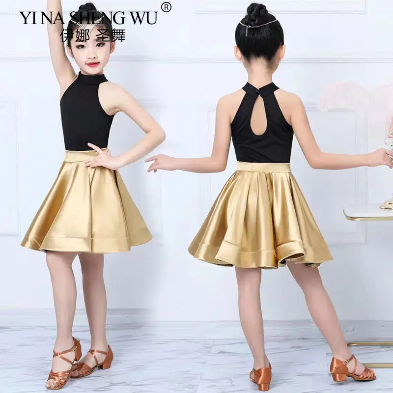 子供用ラテンダンススカート女の子プロフェッショナルラテンサルサダンス競技練習衣装子供モダン社交ダンスウェア