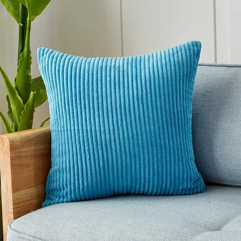 

Blue Cushion Covers Super-Soft Striped Velvet Corduroy Home Decor Pillow 30x50cm 45x45cm Cover for Sofa Pillow Case