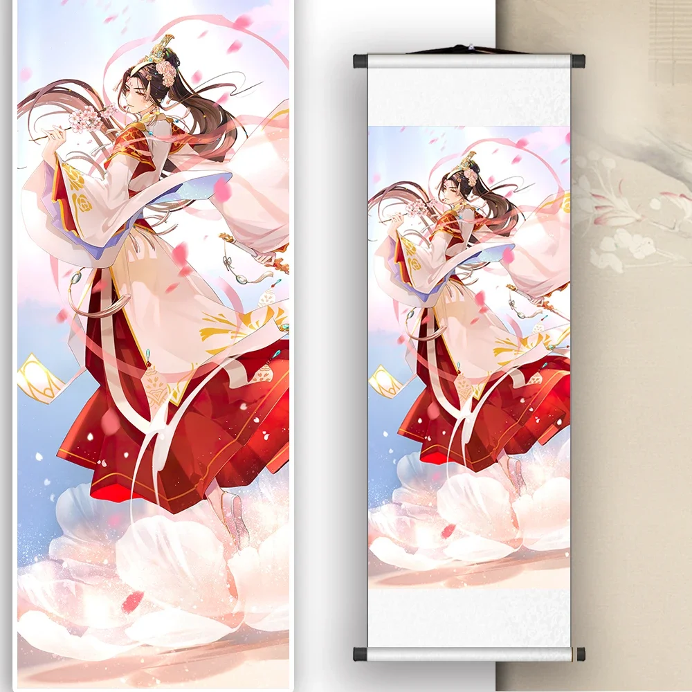 

Hua Cheng Xie Lian Hanging Picture Scroll Tian Guan Ci Fu Fiugre Printed Poster Scroll Picture Home Wall Decor Accessories B