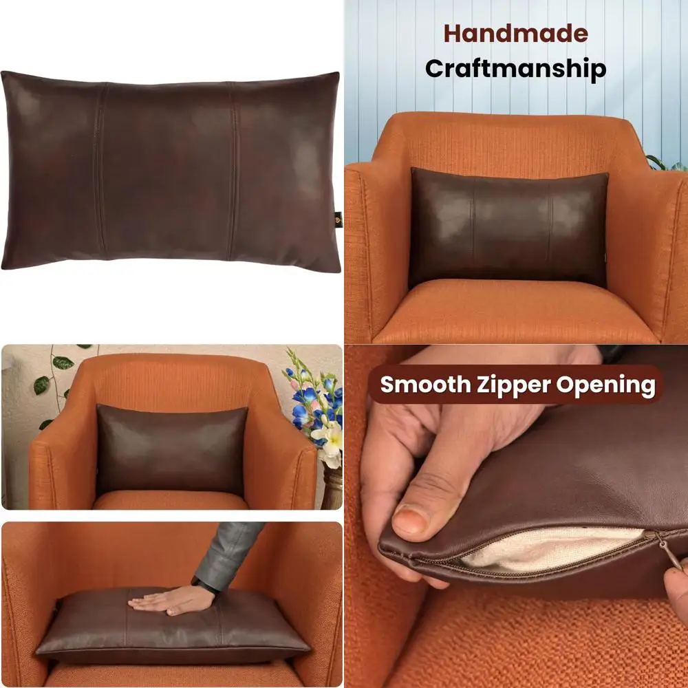 

Чехол на подушку из 100% натуральной овечьей кожи 10x18 дюймов - ручная работа со скрытой молнией, декоративная наволочка