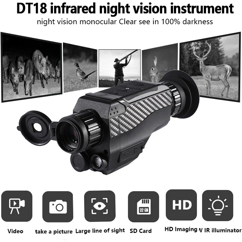 Night Vision Monocular 8X Digital Zoom Infrared Night Outdoor Day and Night Digital Telescope 200m Range for Hunting Camping