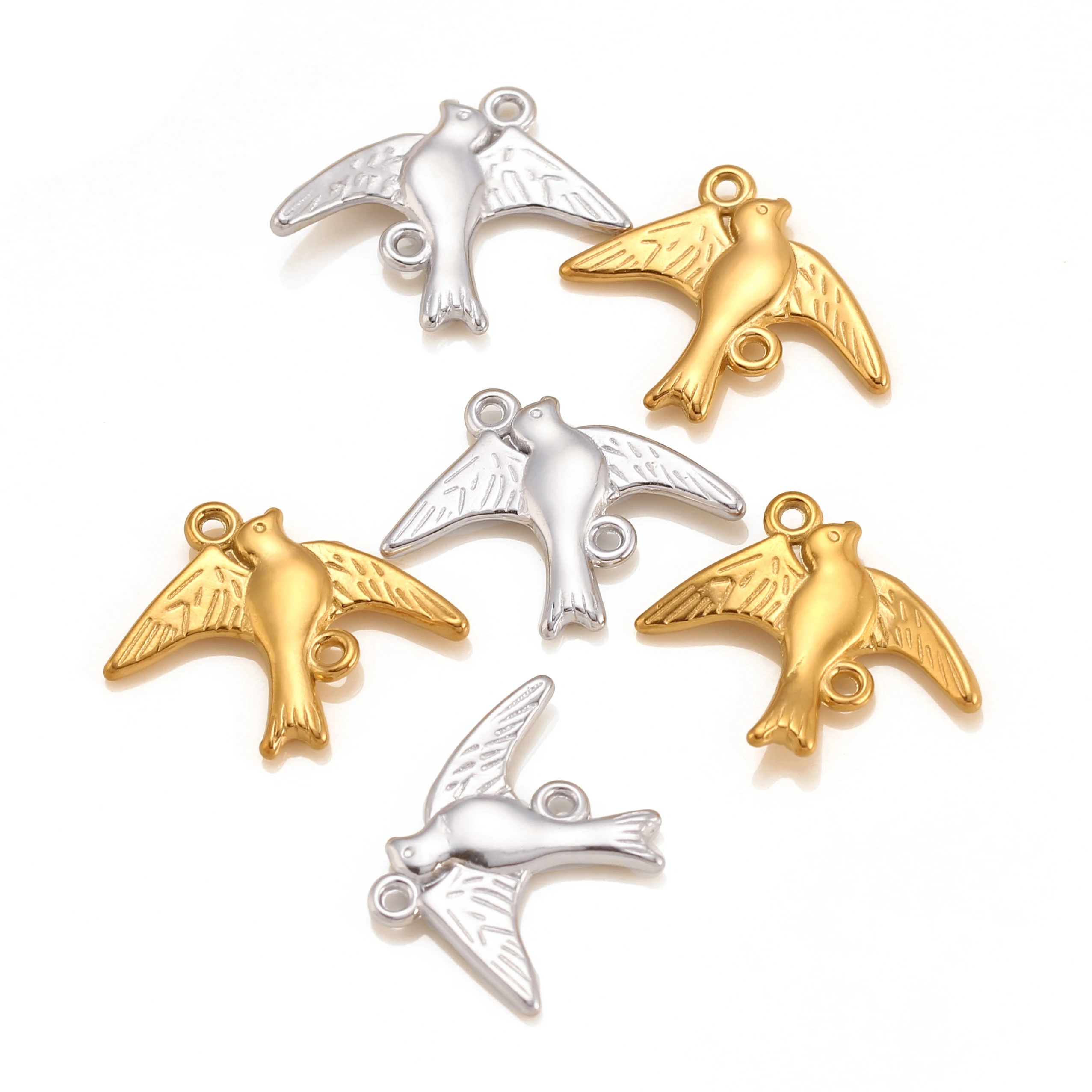 3pcs/Bag Peace Dove Charms for Jewelry Stainless Steel Bird Charms Connectors DIY Necklaces Bracelet Earrings Accessories Making