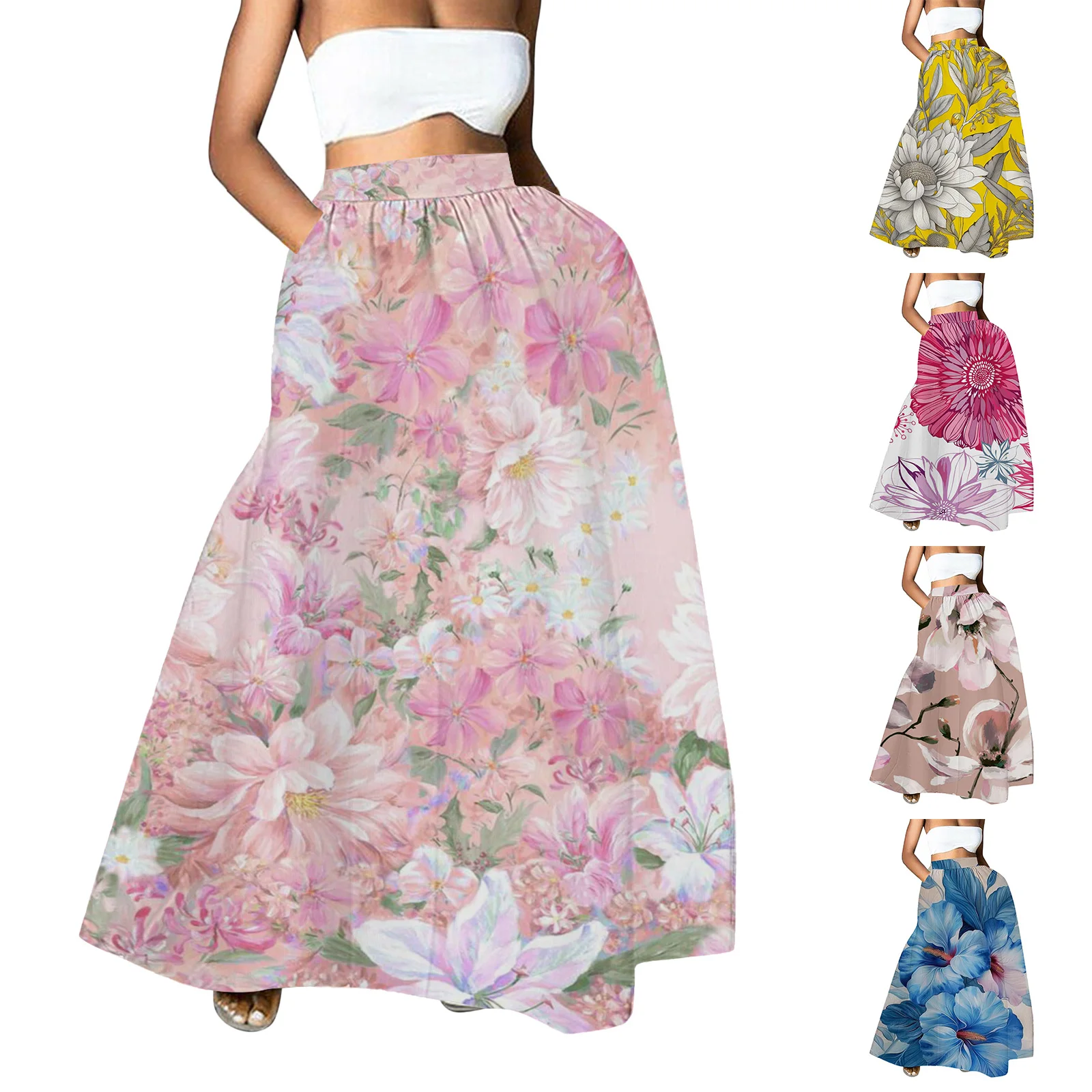 Women Floral Print Skirt High Waist Party Beach Skirt Tall Women Side Skirts for Cars Sexy School Skirt Women's Novelty Skirts