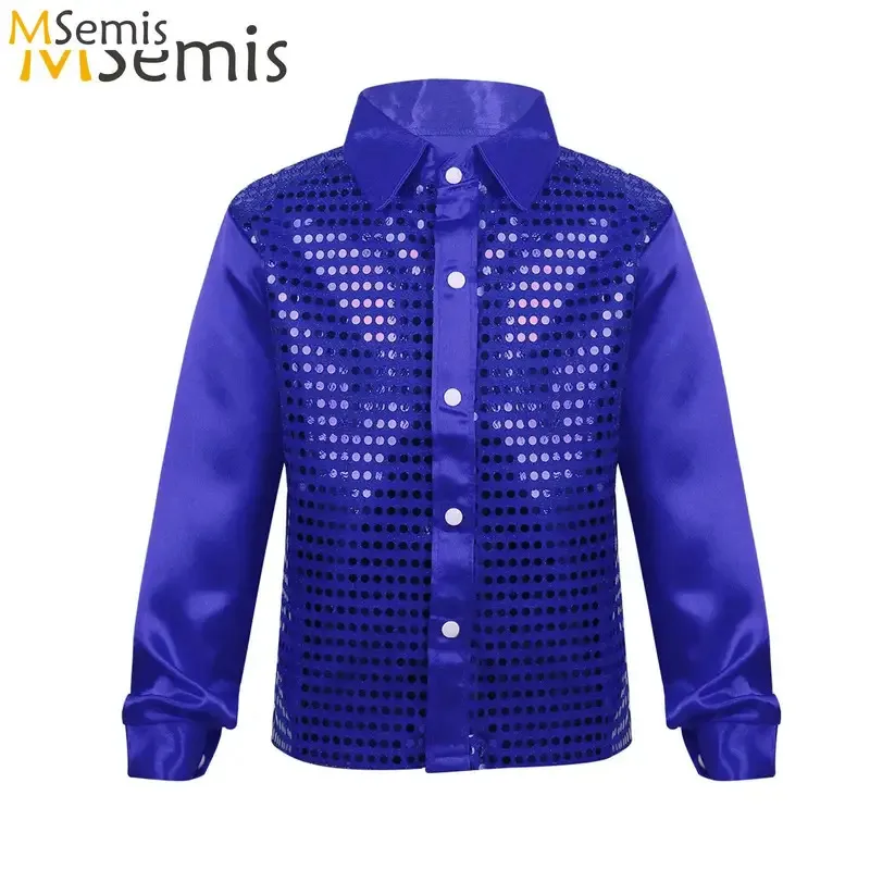 

Kids Boys Girls Shining Sequins Jacket Waistcoat for Hip-hop Jazz Christmas Party Stage Performance Dance Costumes Clothes