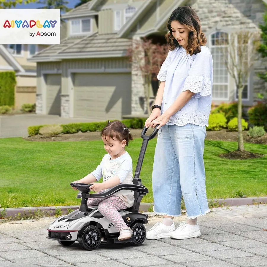 Samochodzik 2w1 dla maluchów 1-3 lat, licencjonowany Lamborghini, wózek do jeżdżenia, autko do pchania z miejscem do przechowywania pod siedzeniem, klakson Eng