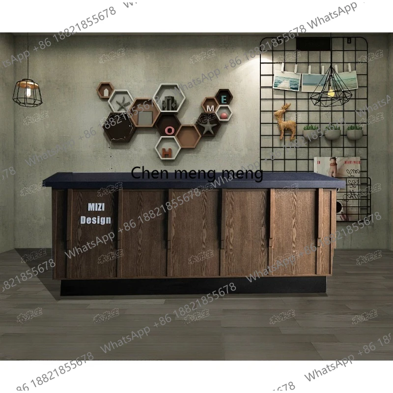 Company front desk checkout page retro Chinese clothing store simple modern bar 1.2 meters European corner counter table
