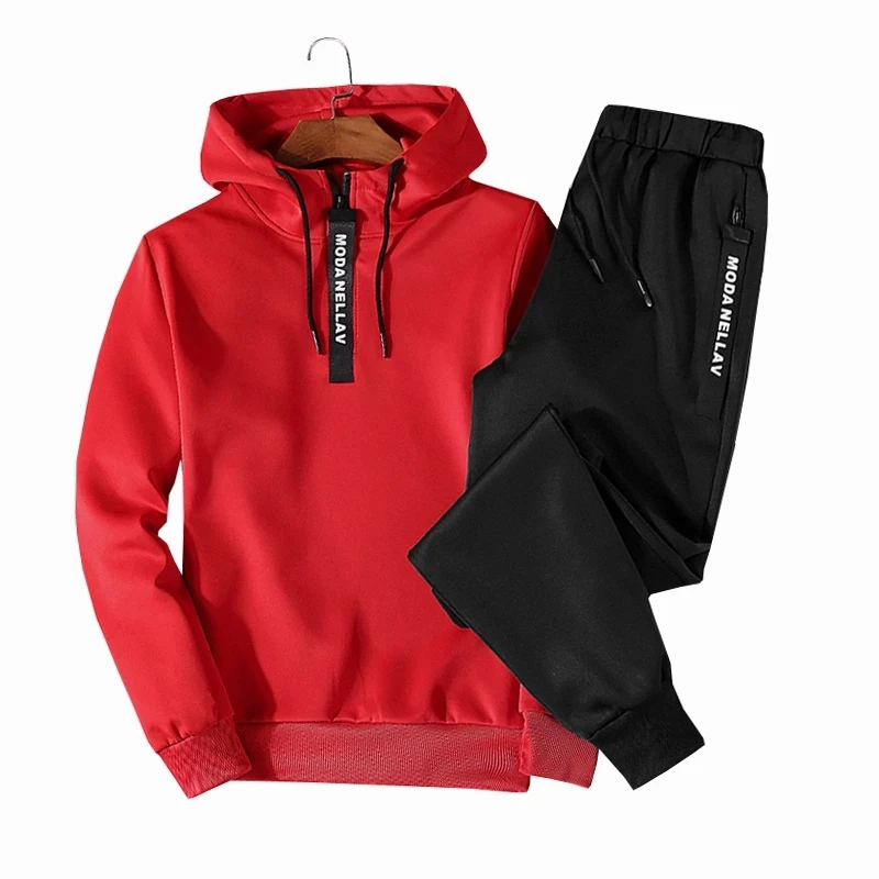 Conjunto de 2 peças de treino masculino, moletom, moletom e moletom, roupas masculinas, terno inferior jogger, conjunto de capuz pullover, 2022