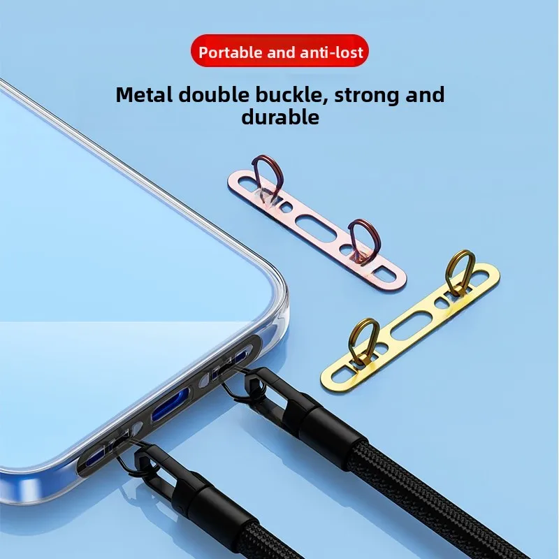 

Stainless Steel Metal Phone Strap Clip Double Buckle Side Pad Ultra Thin Crossbody Chain Neck Wrist Style Hanging Decoration ...