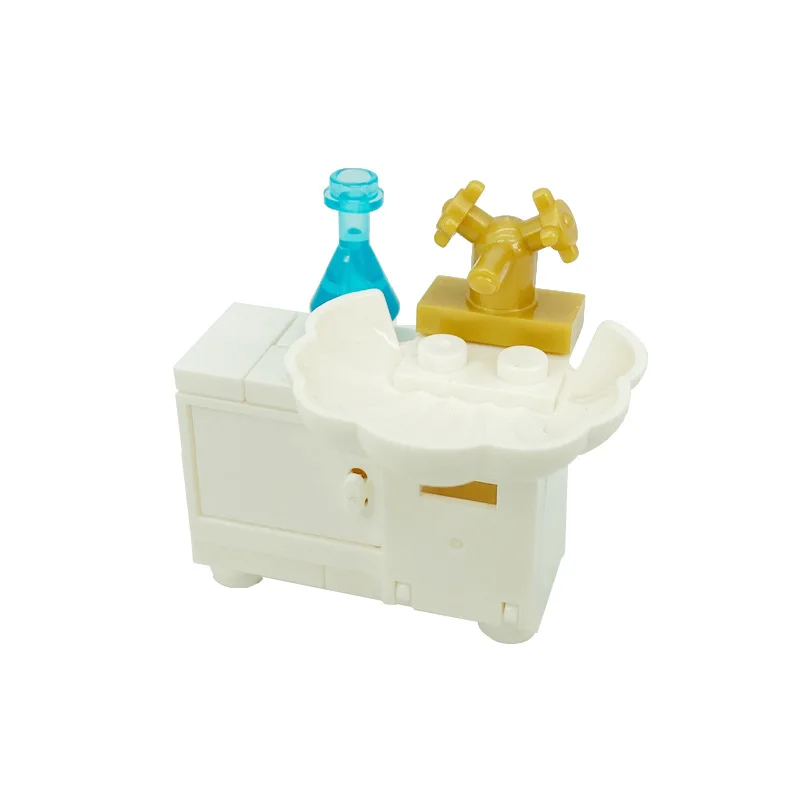 Compatible With LEGO Small Particle Building Blocks MOC Home Decoration Small Scene Bathtub Wardrobe Washing Machine Assembled