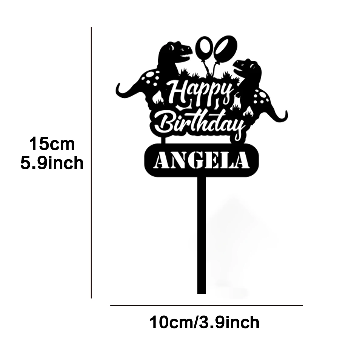 1PC Lovely Happy Birthday Wishes for a Dinosaur Party Customized Text Cake Sign Bar Topper Supplies Unique Birthday Party Décor - view 2