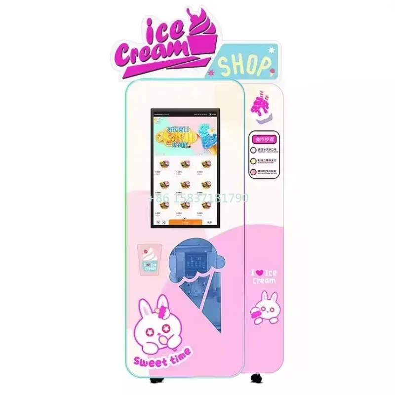 China Popular Automatic Ice Cream Making Machine Self Service Frozen Food Soft Ice Cream Cone Vending Machine Price for Mexico