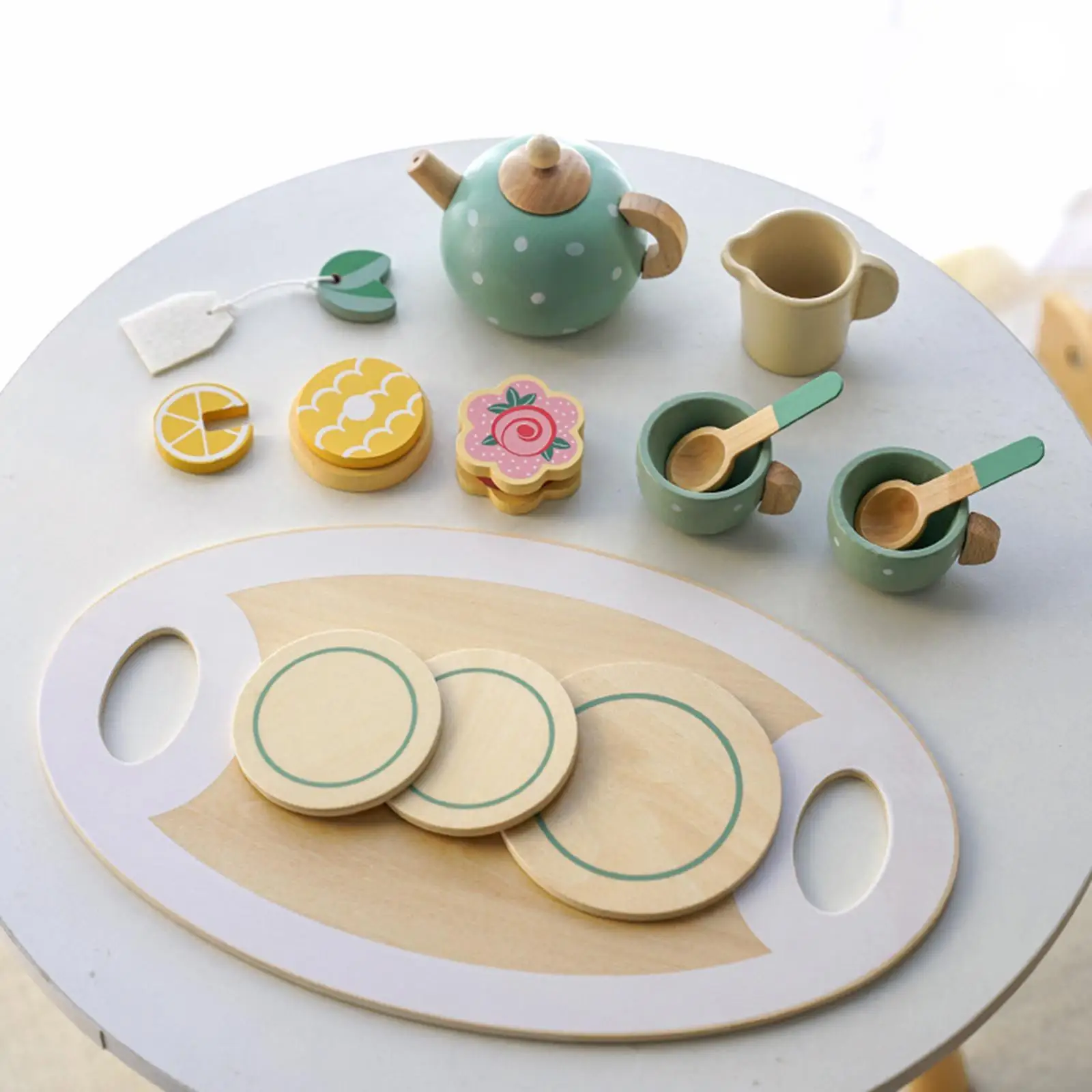 15Pcs Pretend Tea Party Tableware Developmental Toy for Toddlers Ages 3 4 5 Years Old