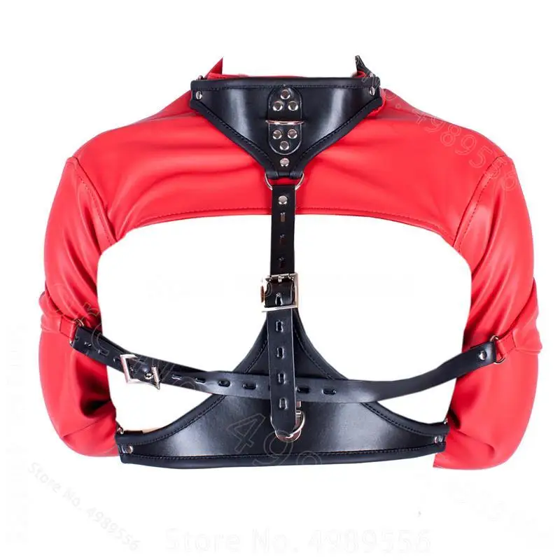 Woman Costume Open Breast Tools For Cupless BDSM 18 Sex Toys Straight Jacket Top Leather Arm Binder Restraint Fetish Body Binder