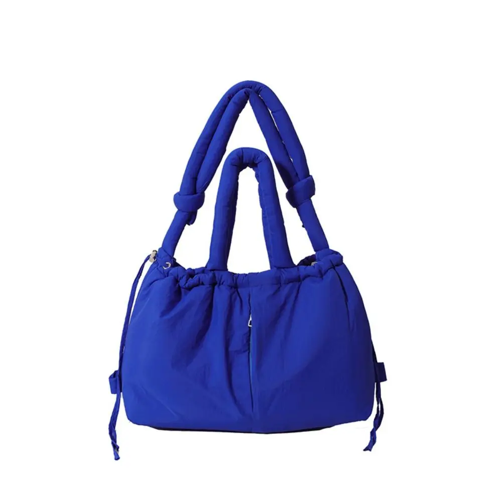

Solid Color Drawstring Tote Bag Knotted Strap Quilted Nylon Padded Tote Bag Lightweight Dual-purpose Puffer Backpack Ladies