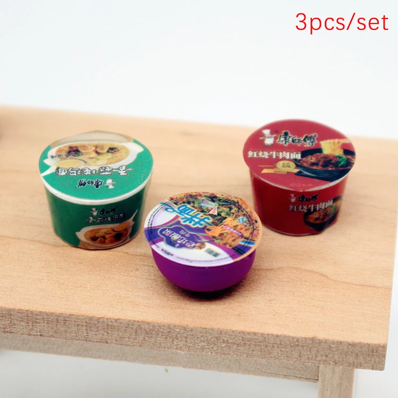 

3Pcs 1/12 Dollhouse Simulation Instant Noodles Dollhouse Miniature Fast Food Model Dolls House Decoration Accessories Wholesale