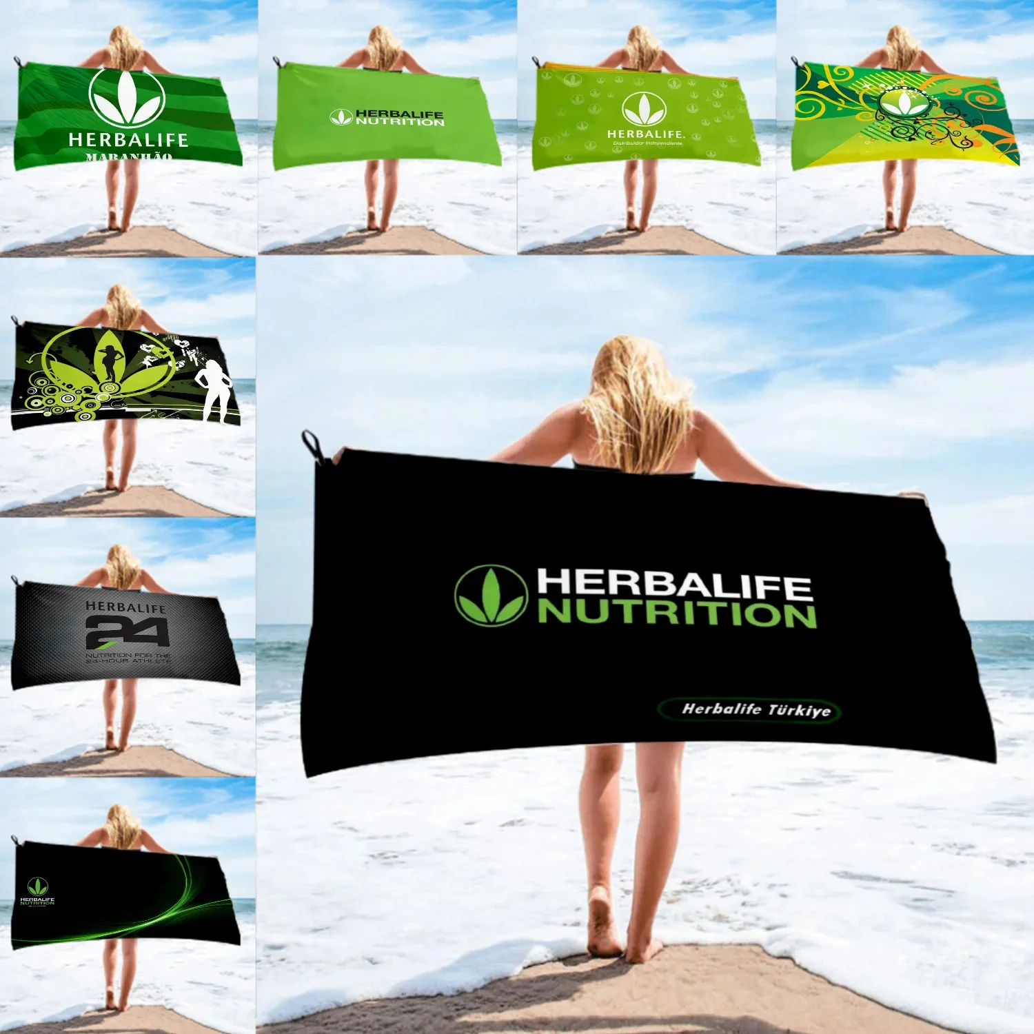 Herbalifes 24 Toalla de baño de microfibra, toalla de playa para mujer, falda larga estampada de seda, bikini envuelto, manta protectora solar cubierta