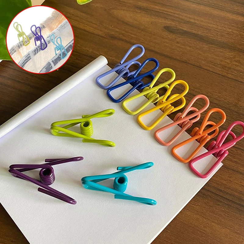 10 Pcs/bag New Portable Colourful Clothes Clip Multi-functional Food Sealing Bag Clip Metal Windproof Clothes Clip