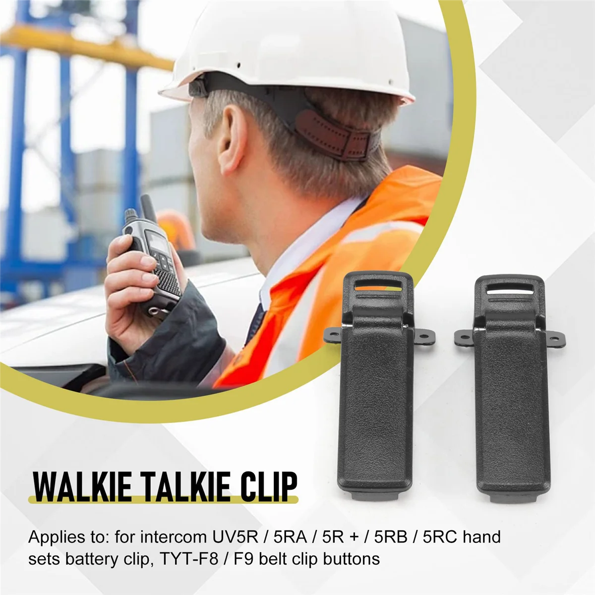 Peça de reposição para Baofeng Walkie Talkie, cinto traseiro Clip, 2-Way Radio, UV5R, 5RA, 5R +, 5RB, 5RC, 2pcs