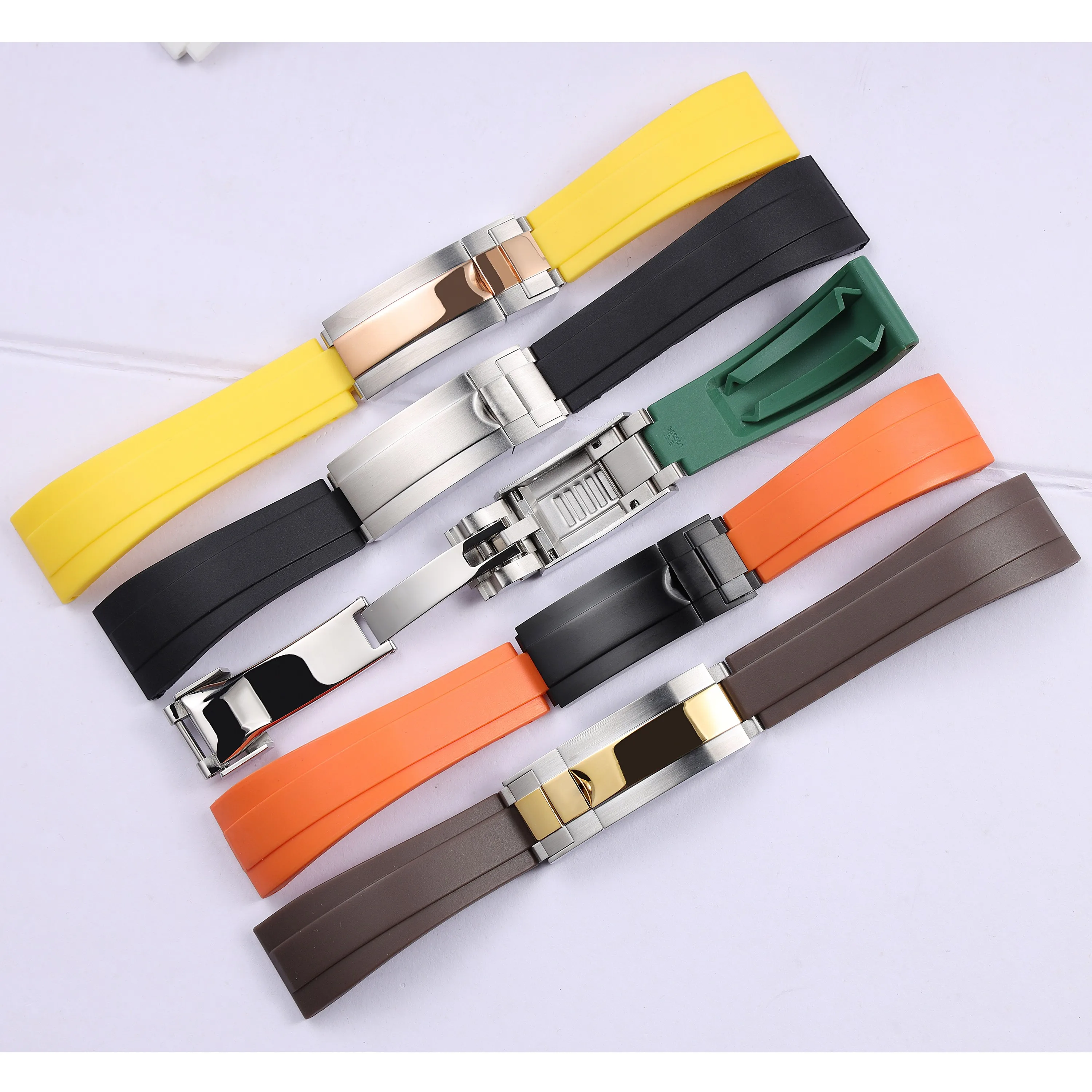 20 21mm Rubber Silicone Glidelock Clasp Watch Band for Samsung Seiko Rolex DAYTONA SUBMARINER GMT Yacht-Master Datejust Strap