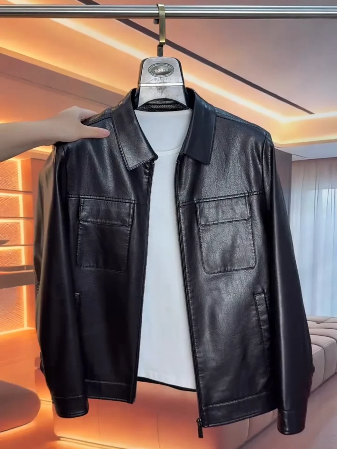 

Высококачественная мужская весенняя куртка из искусственной кожи с воротником, легкая, универсальная, стильная, молодежная, приталенного кроя