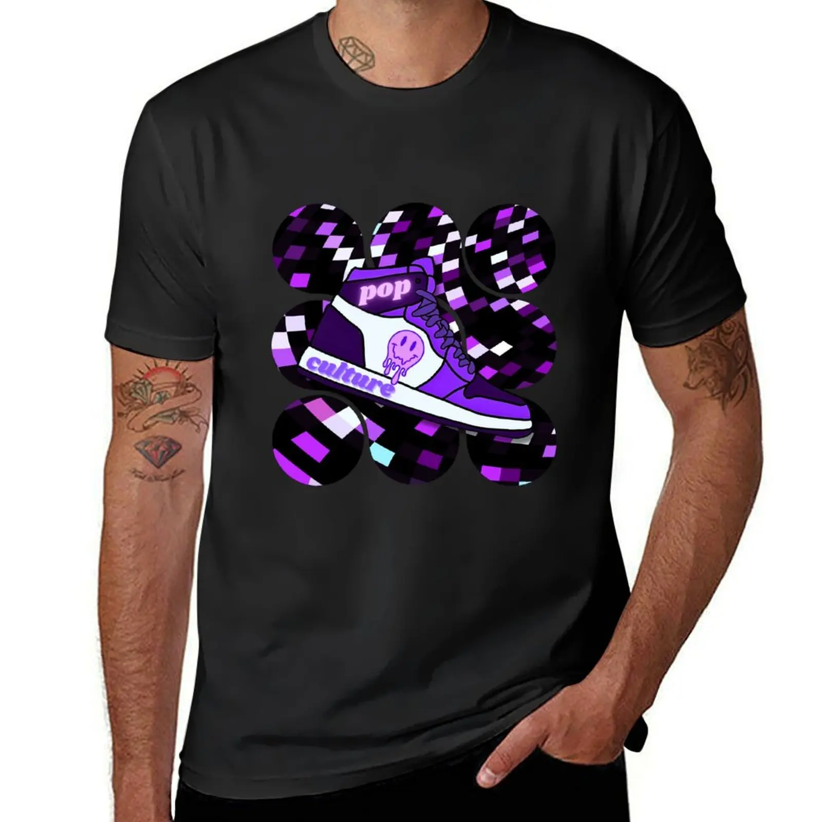 

Pop Culture Sneaker Tribute Design, Purple Bit T-Shirt vintage clothes customizeds big and tall t shirts for men