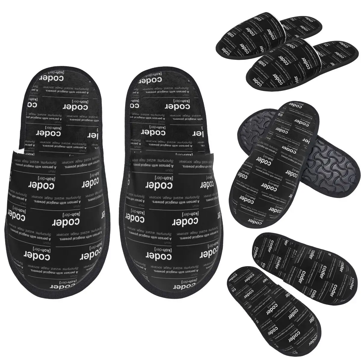 Custom Coder Definition Slippers Memory Foam Warm Soft Women House Slipper Indoor Comfy Shoes