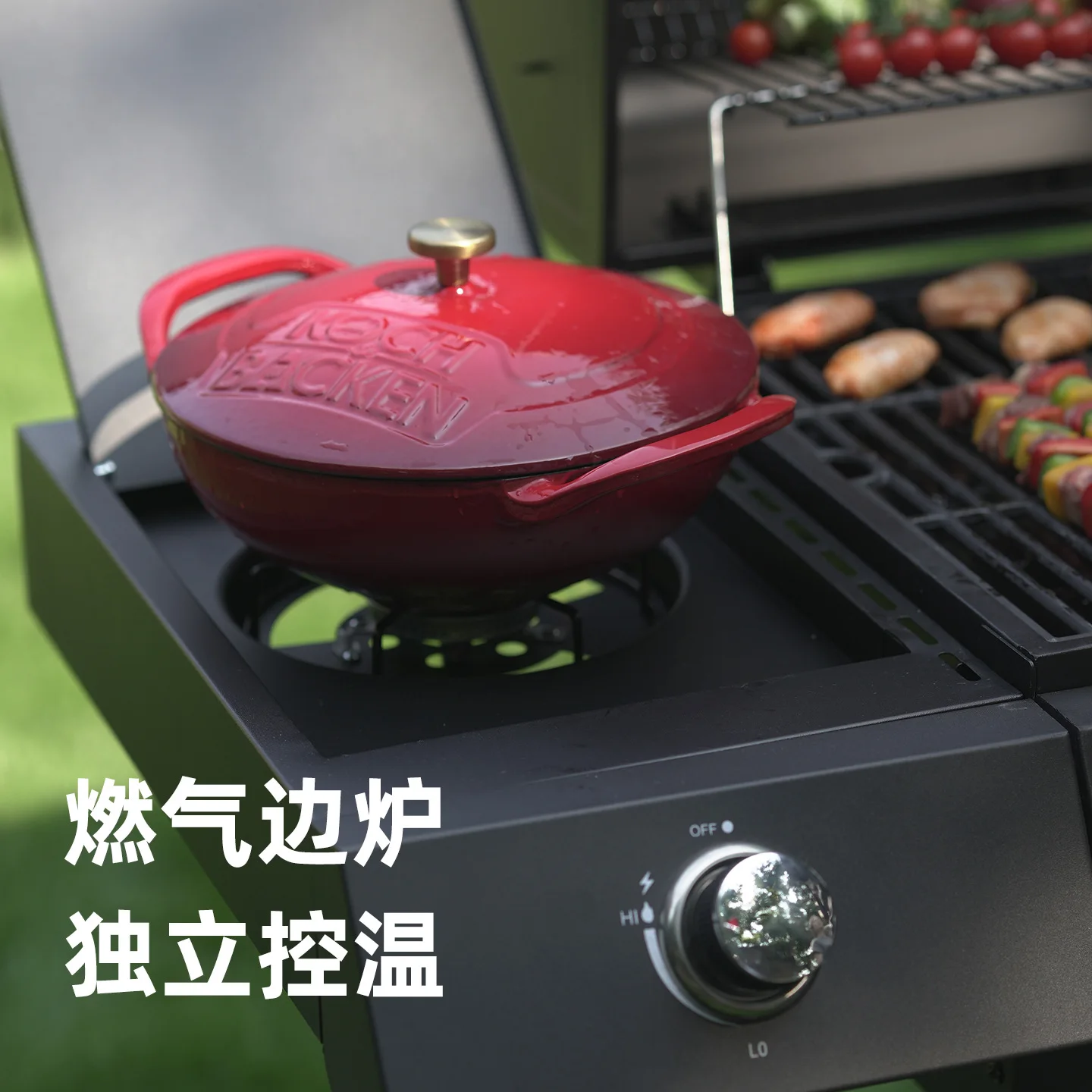 Charcoal Gas Grill, Outdoor BBQ Smoker, Large Patio Barbecue, Home Garden Cooking, American Style Grilling