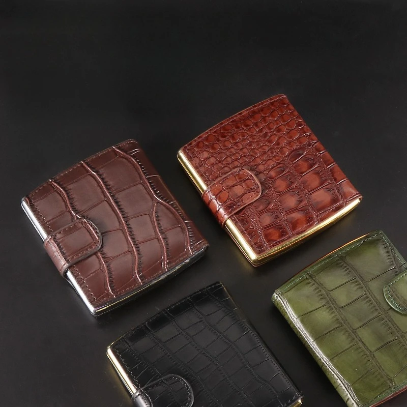 Classic and Fashionable 10-pack Individually Wrapped Men's Leather Cigarette Box Creative Gift Metal Clip Cigarette Box