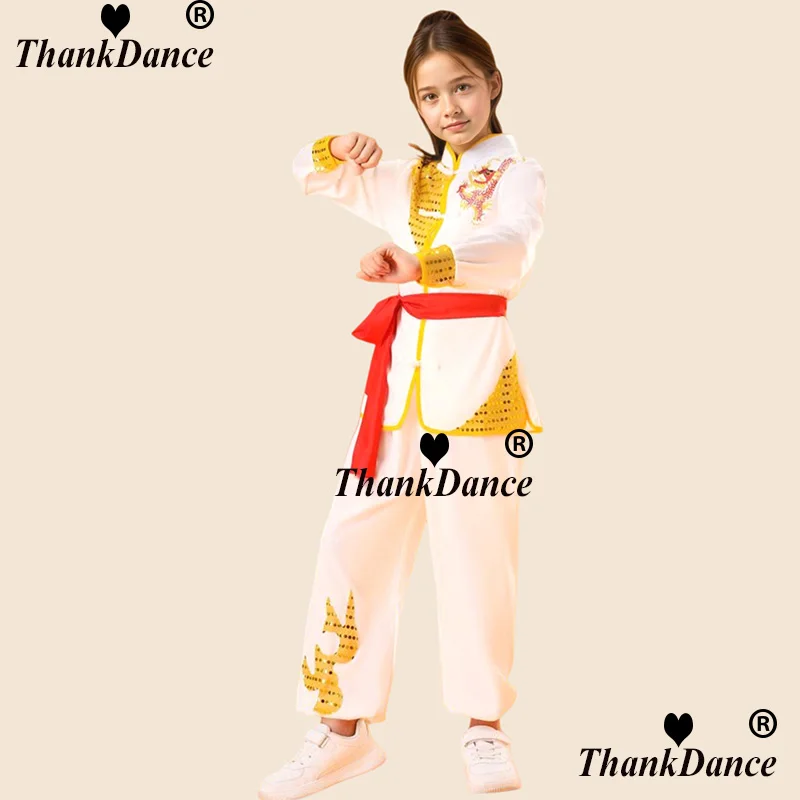 Criança chinês tradicional kungfu uniforme para meninos meninas wushu traje conjunto tai chi folk desempenho palco outfit