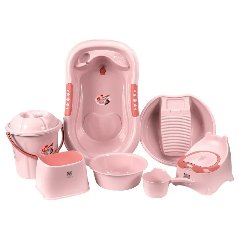 Baby Bathtub Set, Upgraded Highly Durable Plastic Bath Set, Non-Slip Thickened Tub, Shower Products Gift,